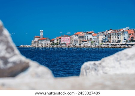 Cityscape of the old town of Piran an ancient village on the coast of Slovenia Royalty-Free Stock Photo #2433027489