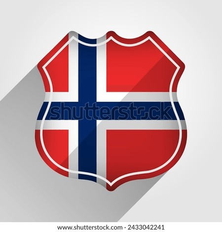 French Norway Flag Road Sign Illustration