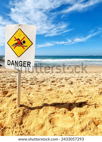 A danger sign for swimmers on Wollongong's City Beach