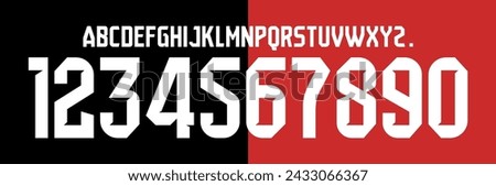 font vector team argentina 2024 kit sport style. argentina soccer font. football style font with dynamic lines. messi. Newells Old Boys. sports style letters and numbers for soccer team	 Royalty-Free Stock Photo #2433066367