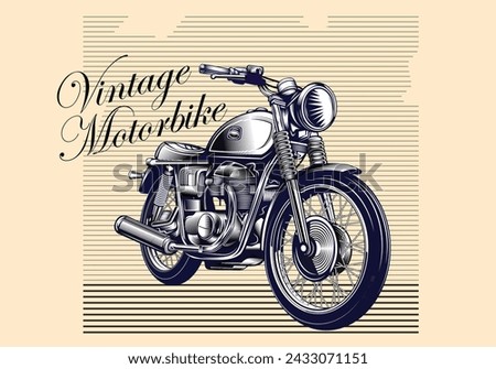 Vintage motorbike art line vector for background design.