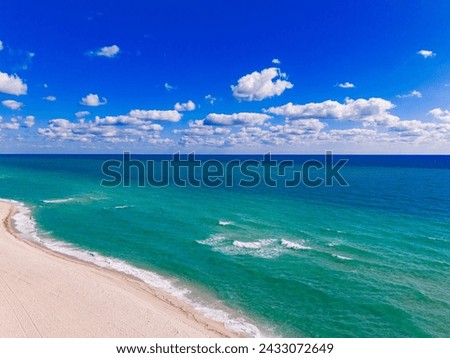 Aerial stock print photo Miami Beach deep blue sky