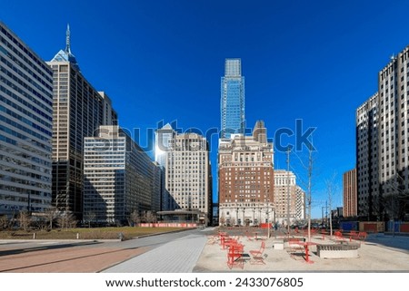 Philadelphia downtown skyline in spring sunny day, Philadelphia, Pennsylvania.