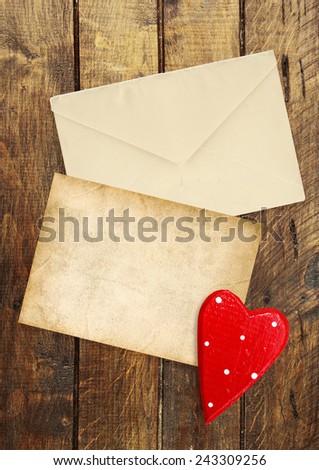 old letter on the wooden background