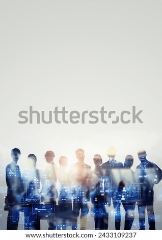 Group of multinational businessperson and digital technology concept. Human resources. Partner of business. Vertical visual for advertisements and banners.