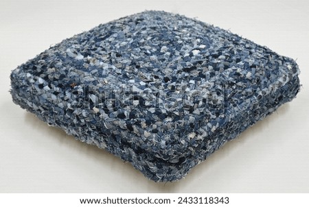 Hand Woven, tufted and braided Pouf seat with high resolution
