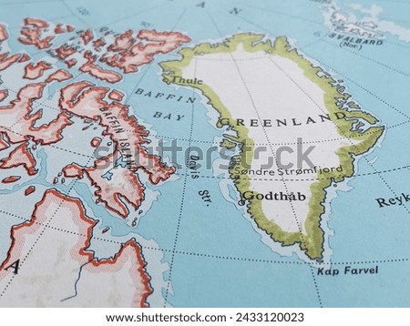 Map of Greenland, world tourism, travel destination, world trade and economy