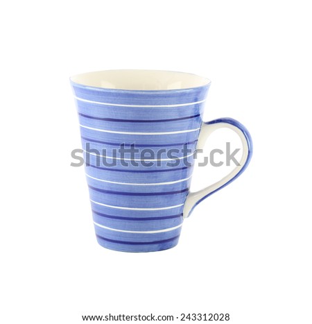 Blue glass of water in on a white background.