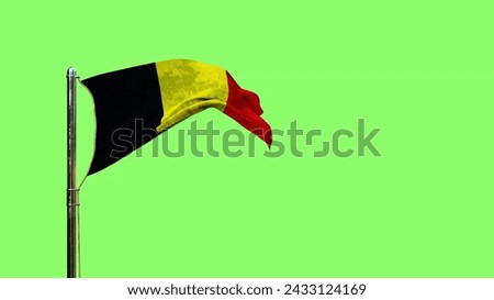 waving flag of Belgium for national celebration on chroma key screen, isolated - object 3D illustration