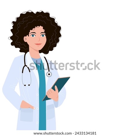 Woman Doctor with white background. vector illustration