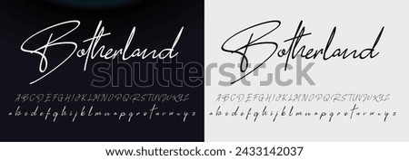 Manual signature for documents on white background. Hand drawn Calligraphy lettering Vector illustration Royalty-Free Stock Photo #2433142037