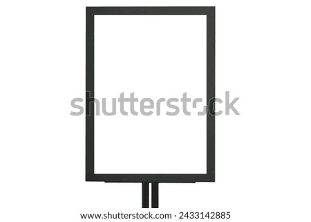 Black frame signboard. Empty billboard isolated, clipping path.