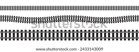 Railway Line, Rails Symbol, Train Tracks Sign, Railroad Pictogram, Railway Track Silhouette. Editable vector illustration.