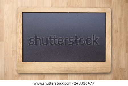 Chalk board on wood plank tile texture background