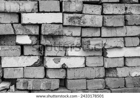 Beautiful texture old brick from big wall block, natural structure close up, photography consisting of texture old brick out large wall block, decorative texture old brick on wall block for wallpaper