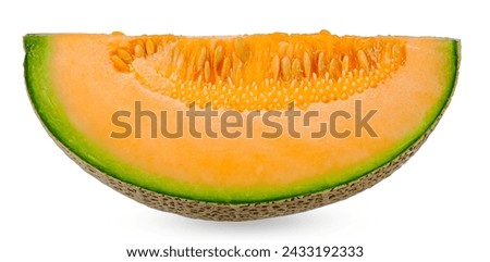 Slice cantaloupe melon isolated on white background. Cantalupe clipping path. Royalty-Free Stock Photo #2433192333