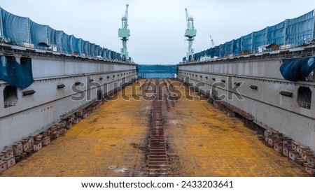 Empty Dry dock for maintence large vessel ship. Dry dock service 