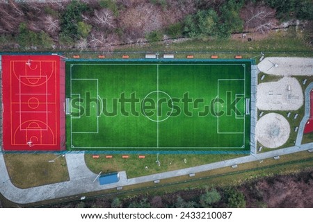 View from above of the all-season football pitch. Poland