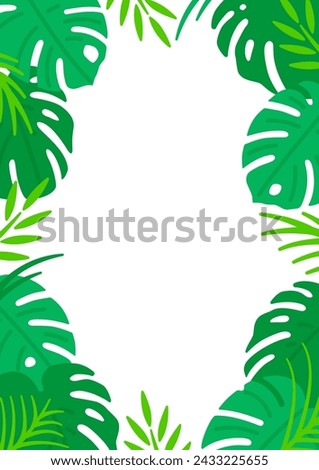 Tropical leaf frame. Tropical summer clip art.