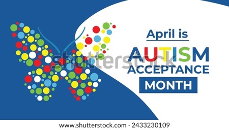 Autism Acceptance Month campaign banner. Neurodiversity Awareness. Vector poster. Royalty-Free Stock Photo #2433230109