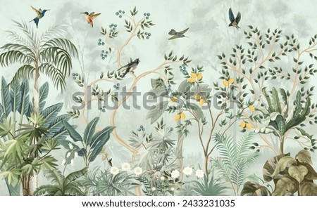 Tropical Foliage – decorate with a wall mural wallpaper.