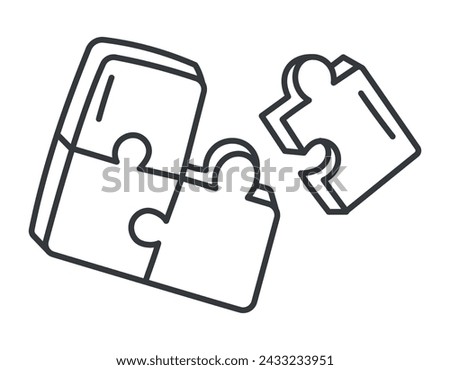 Vector isolated doodle icon of children game jigsaw puzzles.