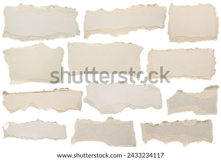 piece of white paper tear set isolated on white background