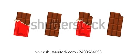 Chocolate bars icons. Chocolate set. Flat style. Vector icons