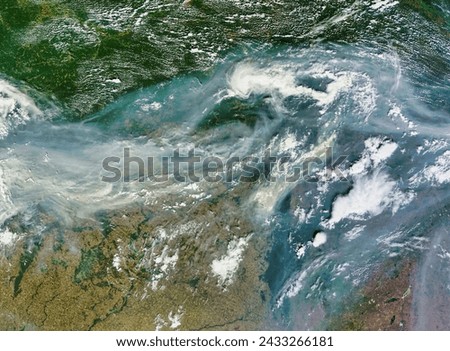 Smoke over Western Russia. This truecolor image from August 2, 2010, shows thick smoke spanning about 1,700 kilometers 1,000 miles. Elements of this image furnished by NASA.