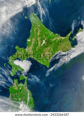 Hokkaido, Japan. . Elements of this image furnished by NASA.