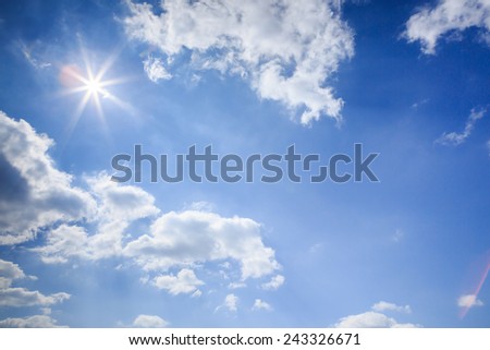 clouds with sun in the blue sky 