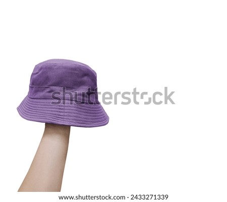 purple bucket hat on hand