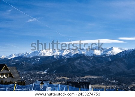 Winter view of the High Tatras from Gubałowka. 