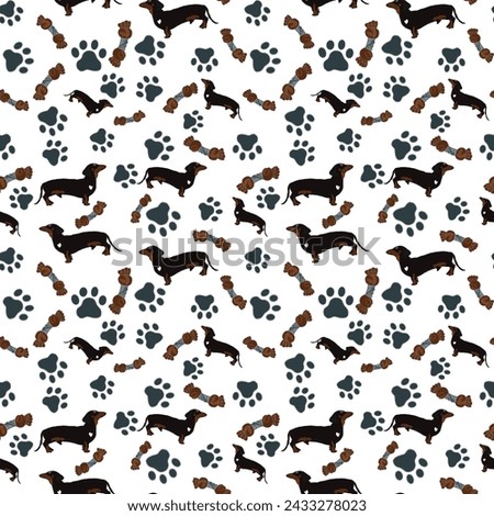Pet pattern.Pattern of a drawn dachshund dog.Intended for textiles dog clothing.