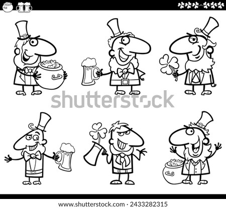 cartoon Illustration of Leprechaun characters on Saint Patrick Day set coloring page
