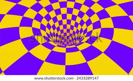 Chequered optical Illusion. Animation. Abstract visualization of a space wormhole or black hole. Royalty-Free Stock Photo #2433289147