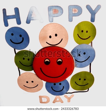 Happy day emoji designs water color on baby cloths front view
