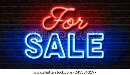 Neon sign on a brick wall - For sale