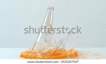 Glass Bottle Falling Down And Breaking Stock Image 