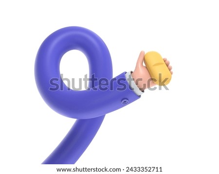 3d render. Doctor or pharmacist cartoon hand holds big blue pill. Medical icon,healthcare illustration. Pharmaceutical clip art.3D rendering on white background.long arms concept.
