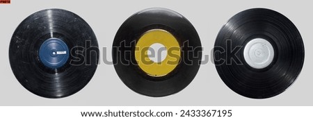 old records with smudges and scratches. vinyl record mockup collection Royalty-Free Stock Photo #2433367195