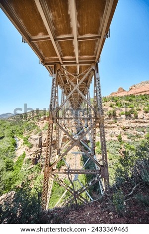 Underbelly of Steel Bridge in Natural Landscape, Arizona