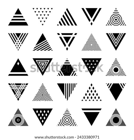 Set of Design Elements in Triangle Shape. Abstract Geometric Triangular Icons. Vector Art. Royalty-Free Stock Photo #2433380971