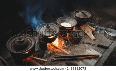 Fireplace for making pancakes called serabi
