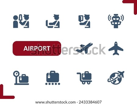 Airport Icons. Airport Security, Plane, Travel, Luggage, Baggage Icon. Professional, pixel perfect vector icon set.