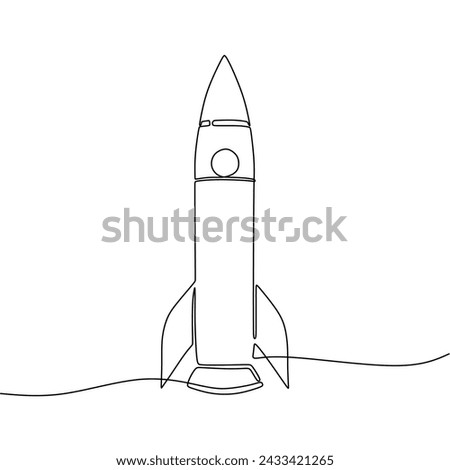 Single continous line art of rocket
