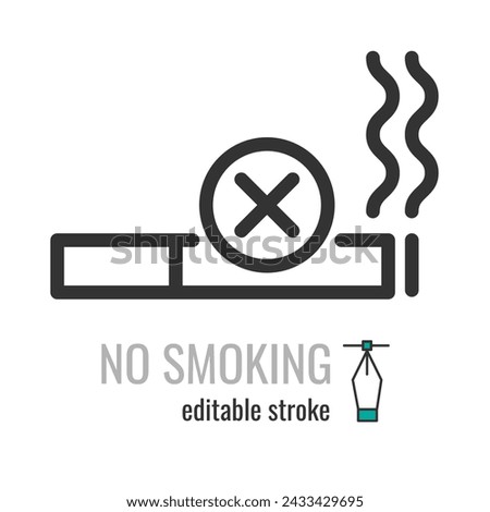 No smoking line icon. Ban Zone Smoke symbol. non smoking pictogram. Do not smoke forbidden sign. Vector graphics illustration EPS 10. Editable stroke