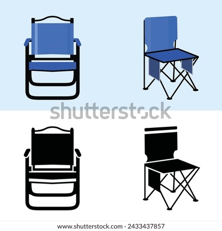 Camping Chair Illustrations Vector Clip Art With Elements, Journey Comfortable Fishing Chair Isolated. Comfort Seat Cartoon Design 
