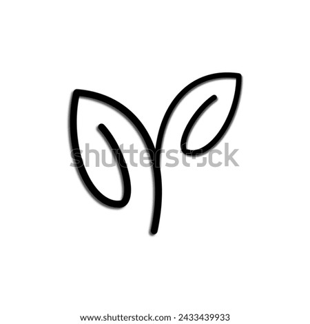 simple leaf line logo icon, leaf concept, black silhouette isolated on white