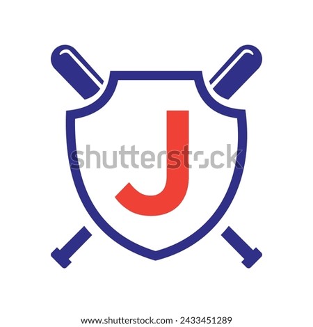 Letter J Baseball Logo Design Vector Template. Baseball Club Symbol